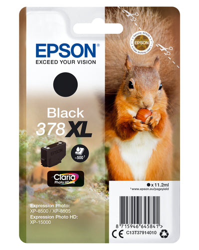 Epson Squirrel Singlepack Black 378XL Claria Photo HD Ink Epson Squirrel Singlepack Black 378XL Claria Photo HD Ink